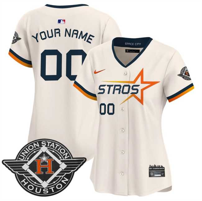 Womens Houston Astros Active Player Custom Cream 2025 City Connect Limited Stitched Baseball Jersey(Run Small)->customized mlb jersey->Custom Jersey